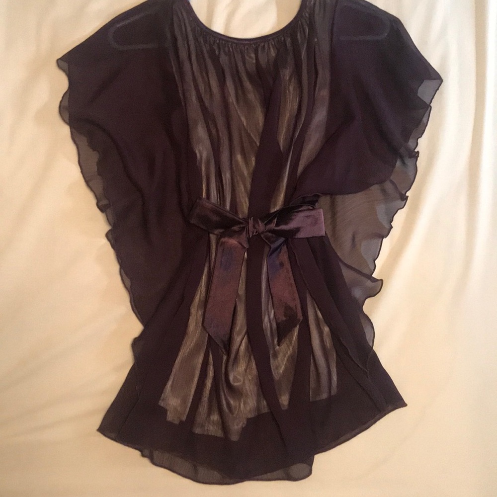 Silky cute flowy butterfly wing top with silk sash